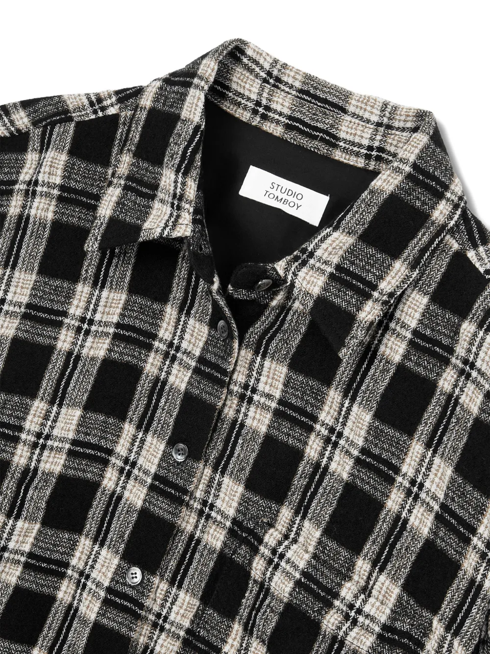  Tomboy Elasticated-hem Checkered Shirt - Black 