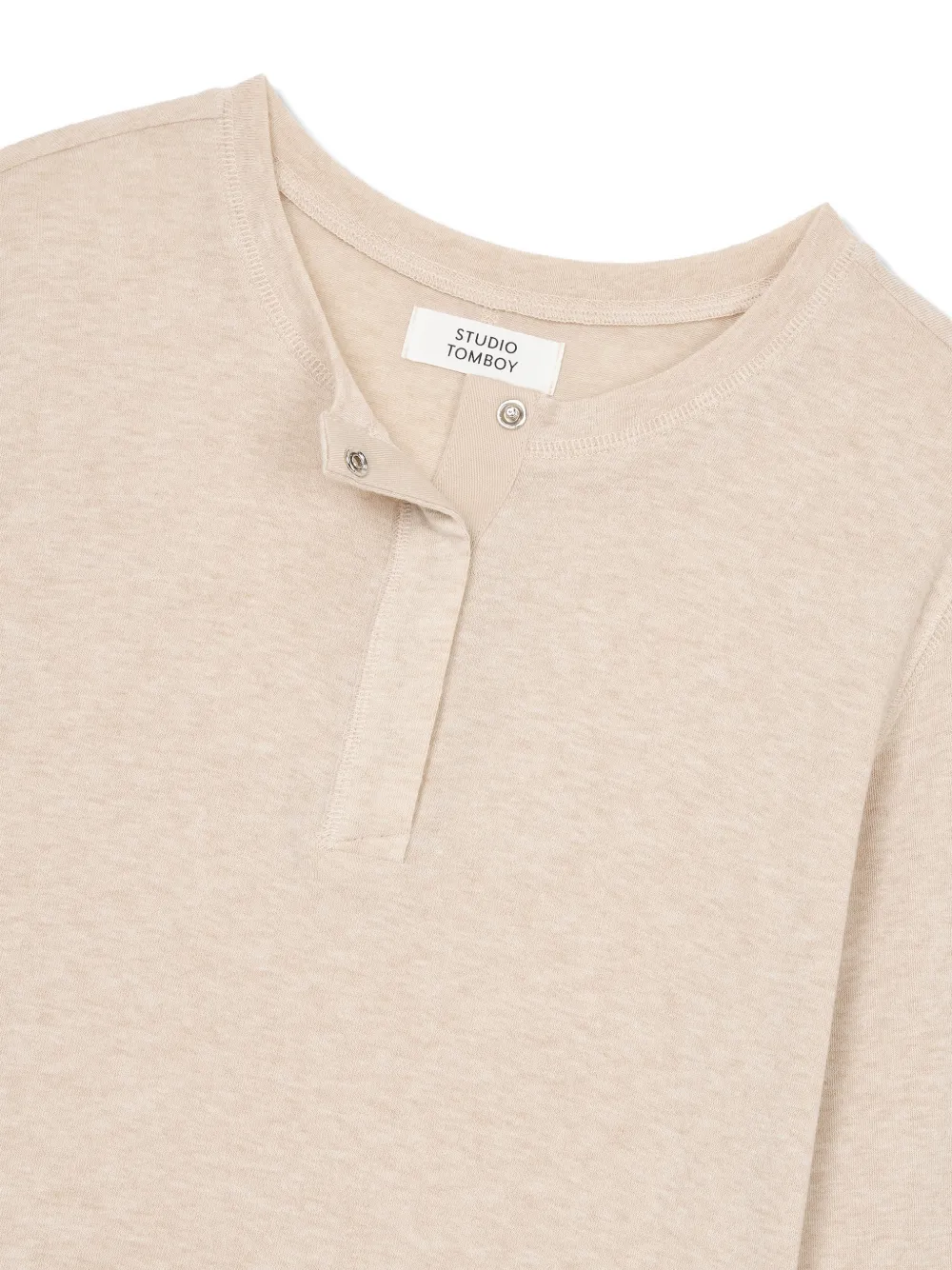  Tomboy Snap-button Henley Top - Neutrals 