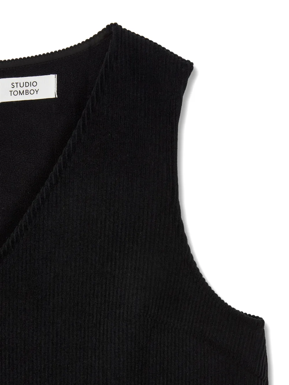 TOMBOY Ribfluwelen jurk met V-hals Zwart