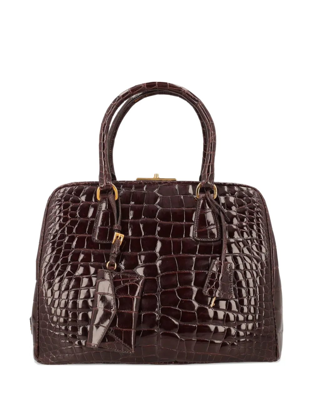 Prada Pre-Owned Bauletto crocodile top-handle bag - Marrone