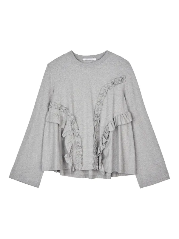 Cecilie Bahnsen Alva ruffled-detail T-shirt | Grey | FARFETCH