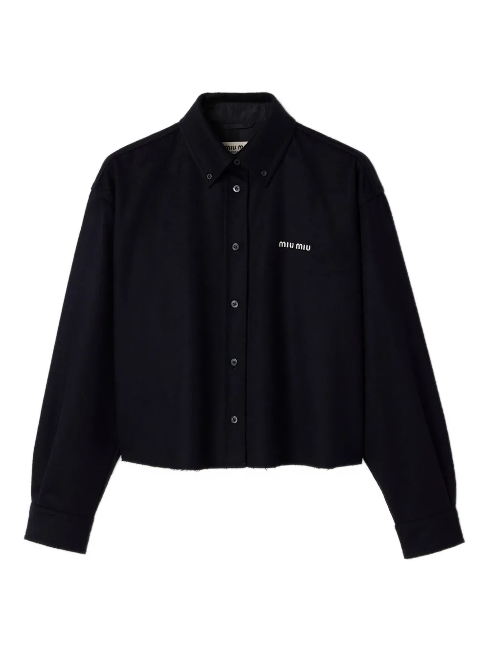 Miu Miu boxy-fit embroidered-logo shirt - Blu