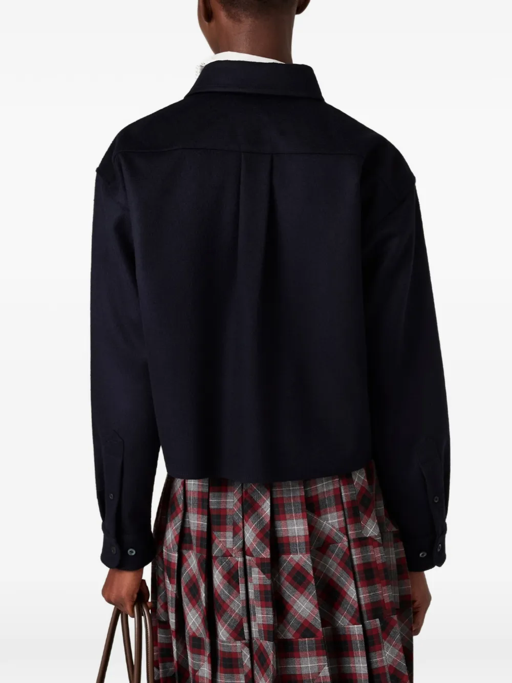 Miu Boxy-fit blouse met geborduurd logo Blauw