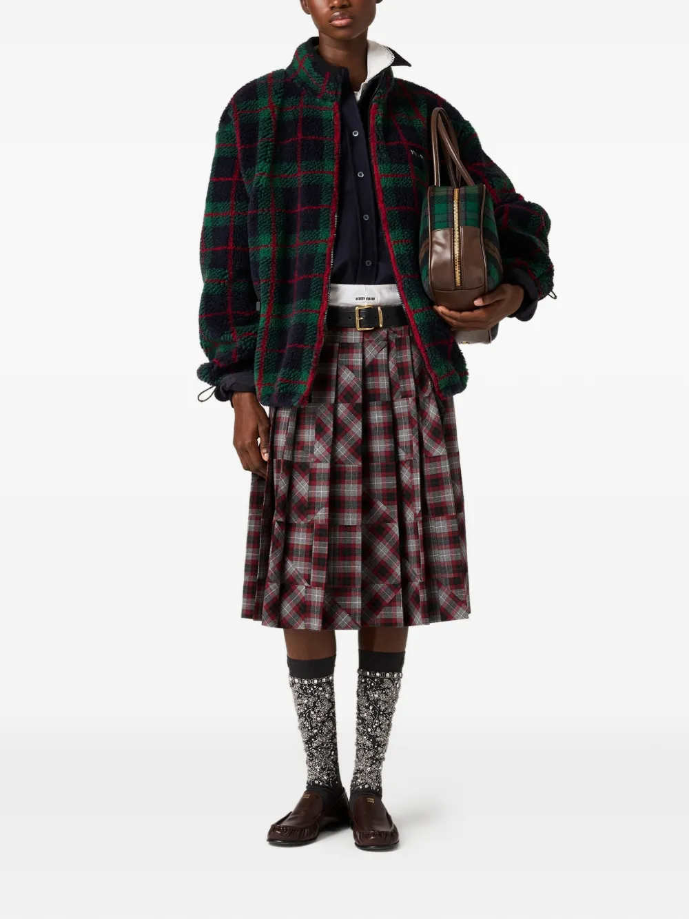 Miu Miu boxy-fit embroidered-logo shirt - Blauw