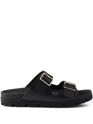 Prada レザー ストラップ サンダル | ブラック | FARFETCH JP