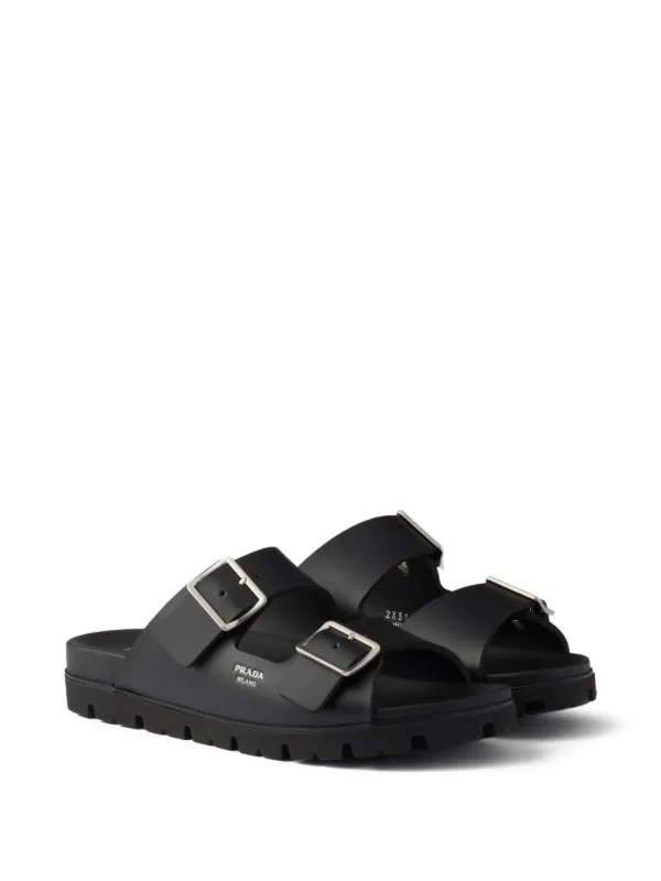 Prada ラバーストラップ サンダル | ブラック | FARFETCH JP