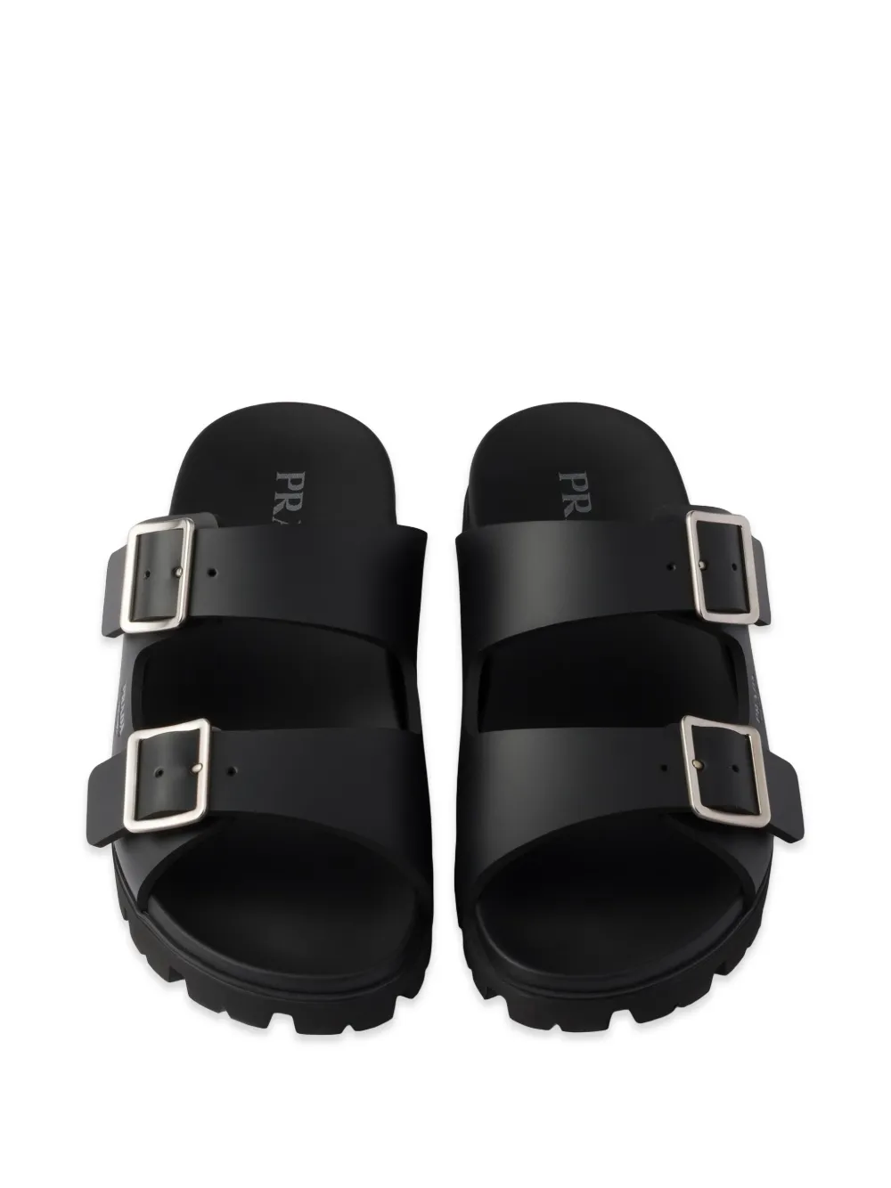 Prada Sandalen met bandjes en gesp Zwart