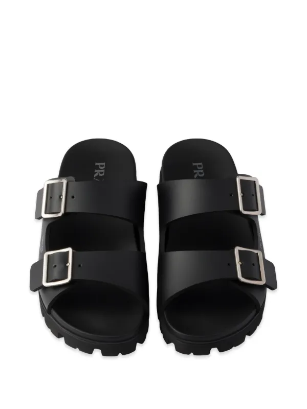 Prada Rubber Strap Sandals | Black | FARFETCH