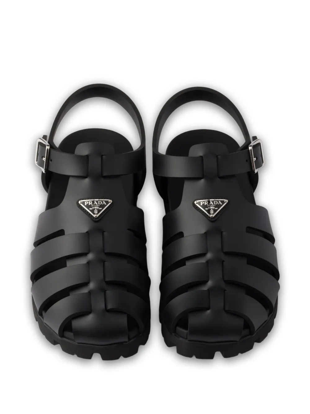 Prada Sandalen met logo Zwart