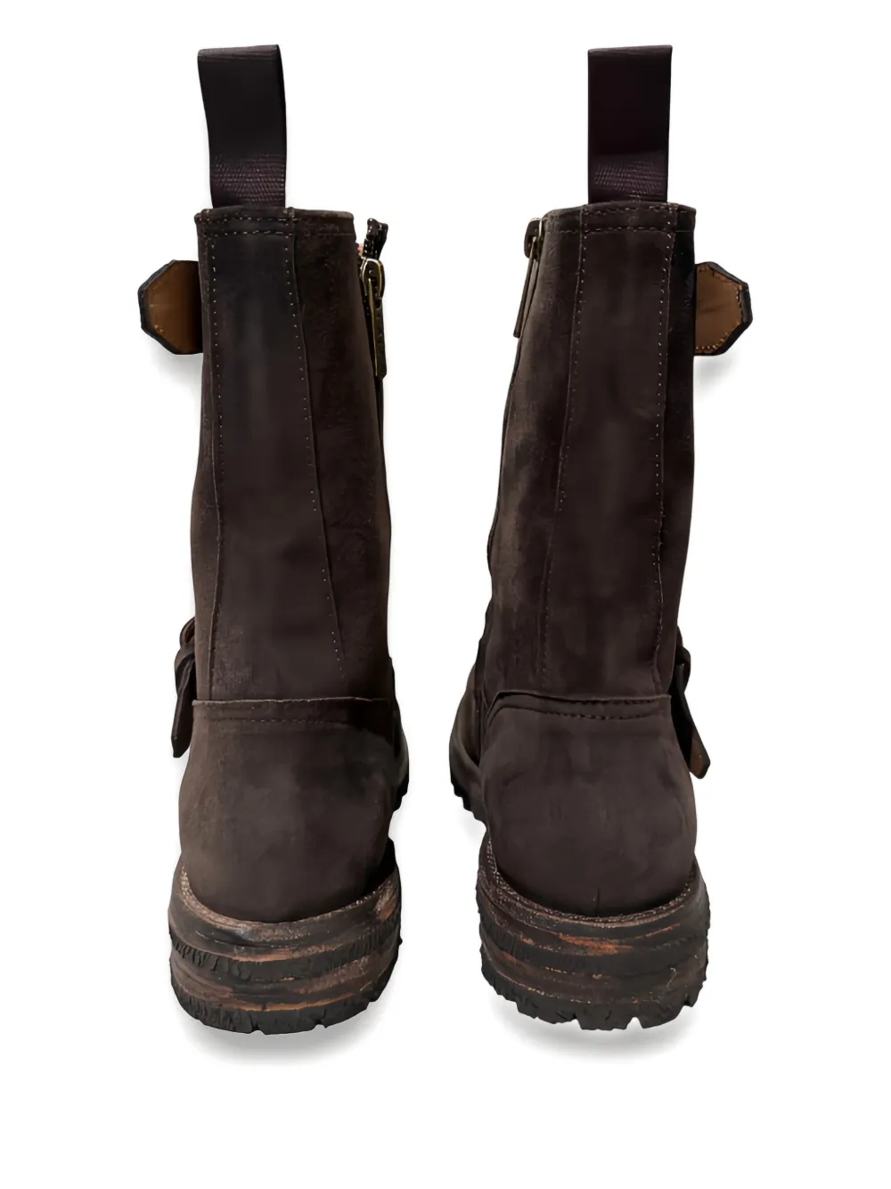 CALCE Bikerlaarzen met rits en gesp Bruin