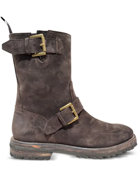 CALCE zip-up buckle biker boots