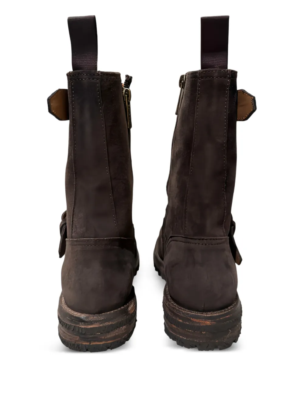  Calce Zip-up Buckle Biker Boots - Brown 
