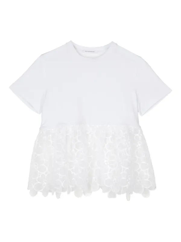 Cecilie Bahnsen Conni Lace-panel T-shirt in White