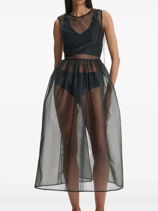 see through midi dress See Through Tie Floral Lace Mesh Midi Dress Sexy Hollow Out Sling Split Long Dresses Women Casual Holiday Outfits