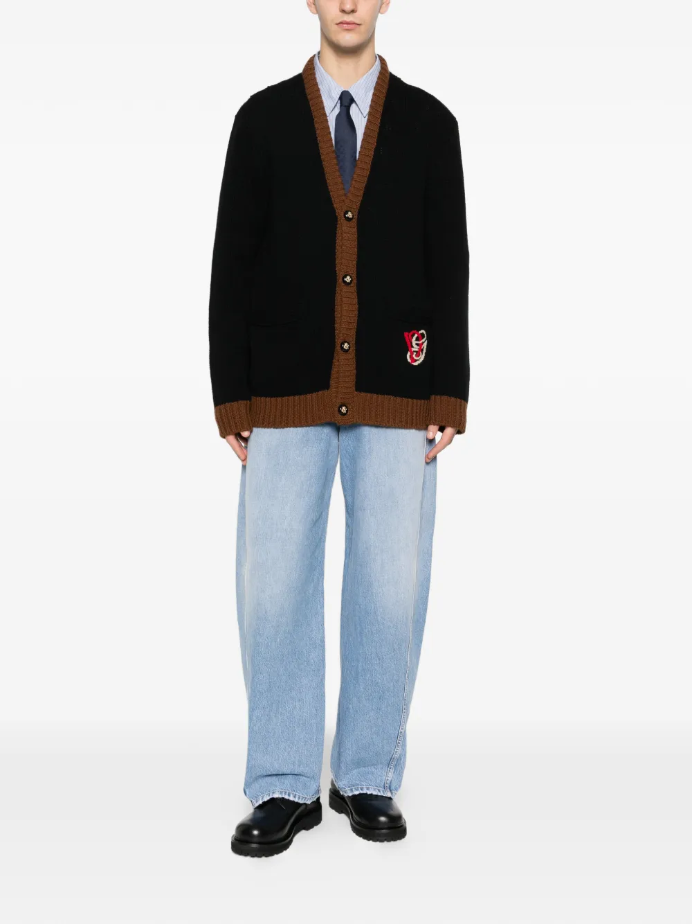 embroidery V-neck cardigan