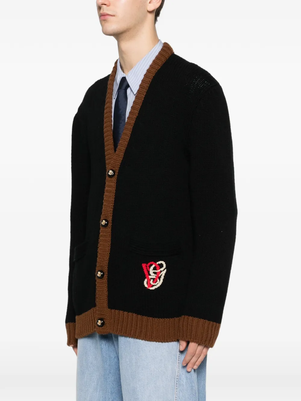 embroidery V-neck cardigan