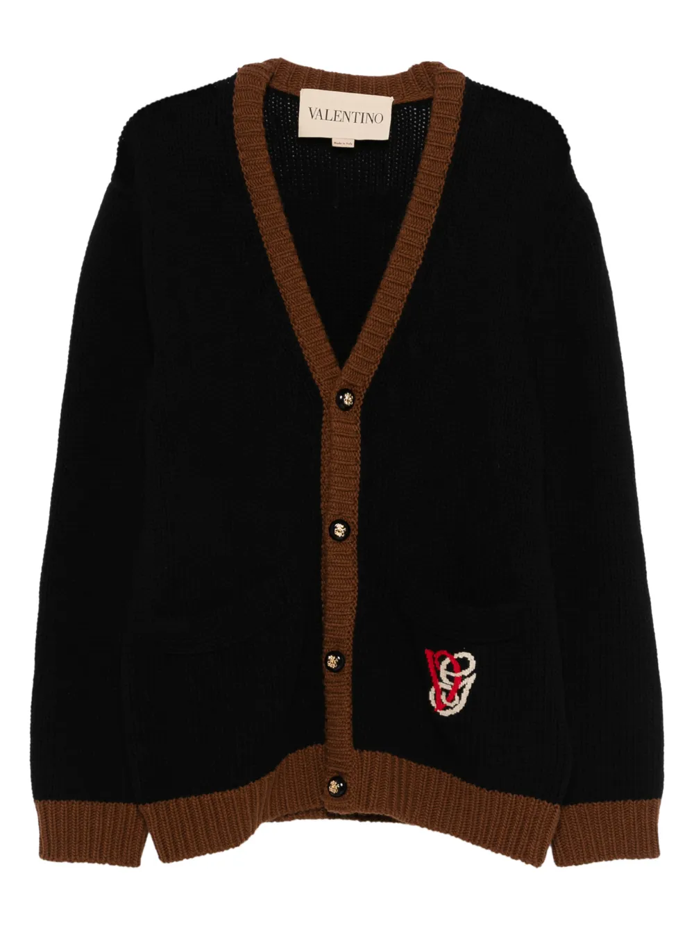 Valentino Garavani embroidery V-neck cardigan - Nero