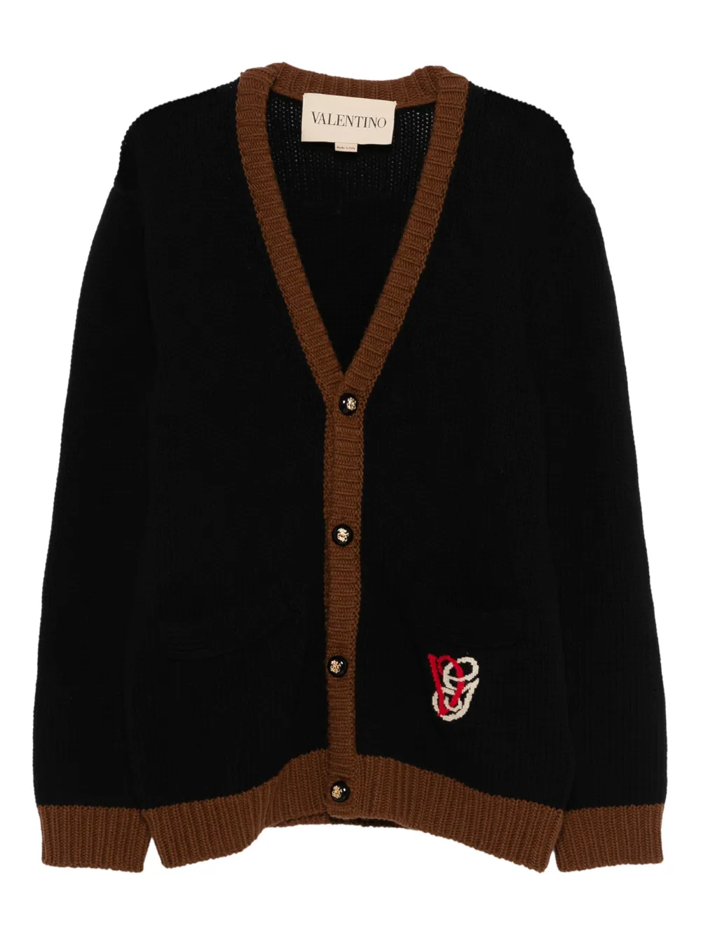 Valentino Garavani embroidery V-neck cardigan - Schwarz