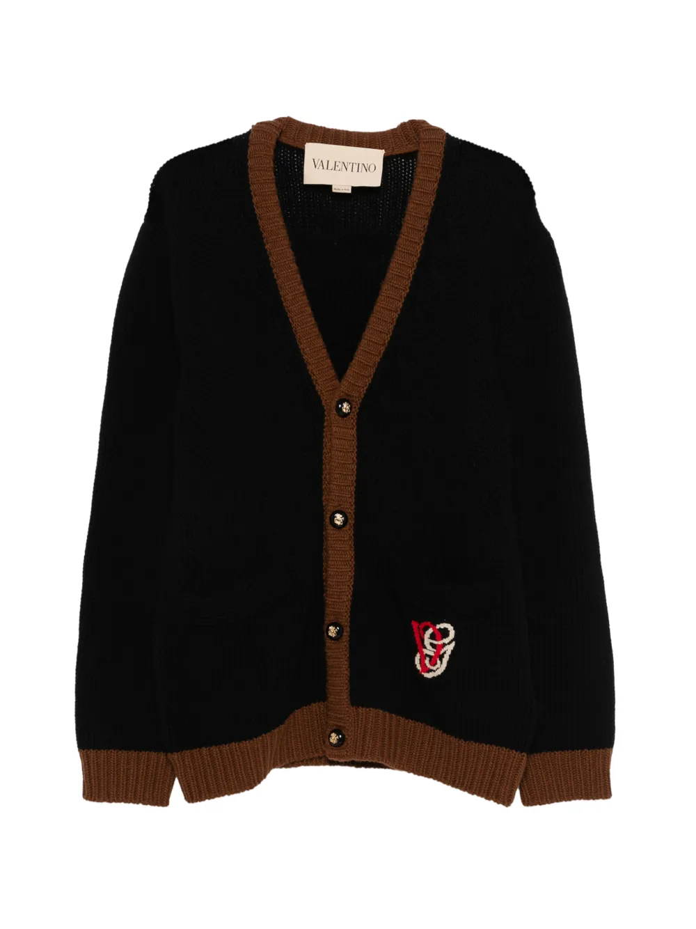 Valentino Garavani embroidery V-neck cardigan - Nero