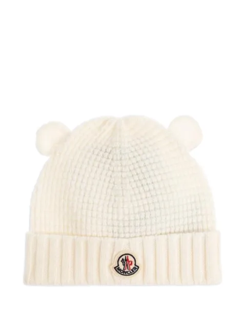 Moncler Enfant bear-ear logo-patch beanie hat