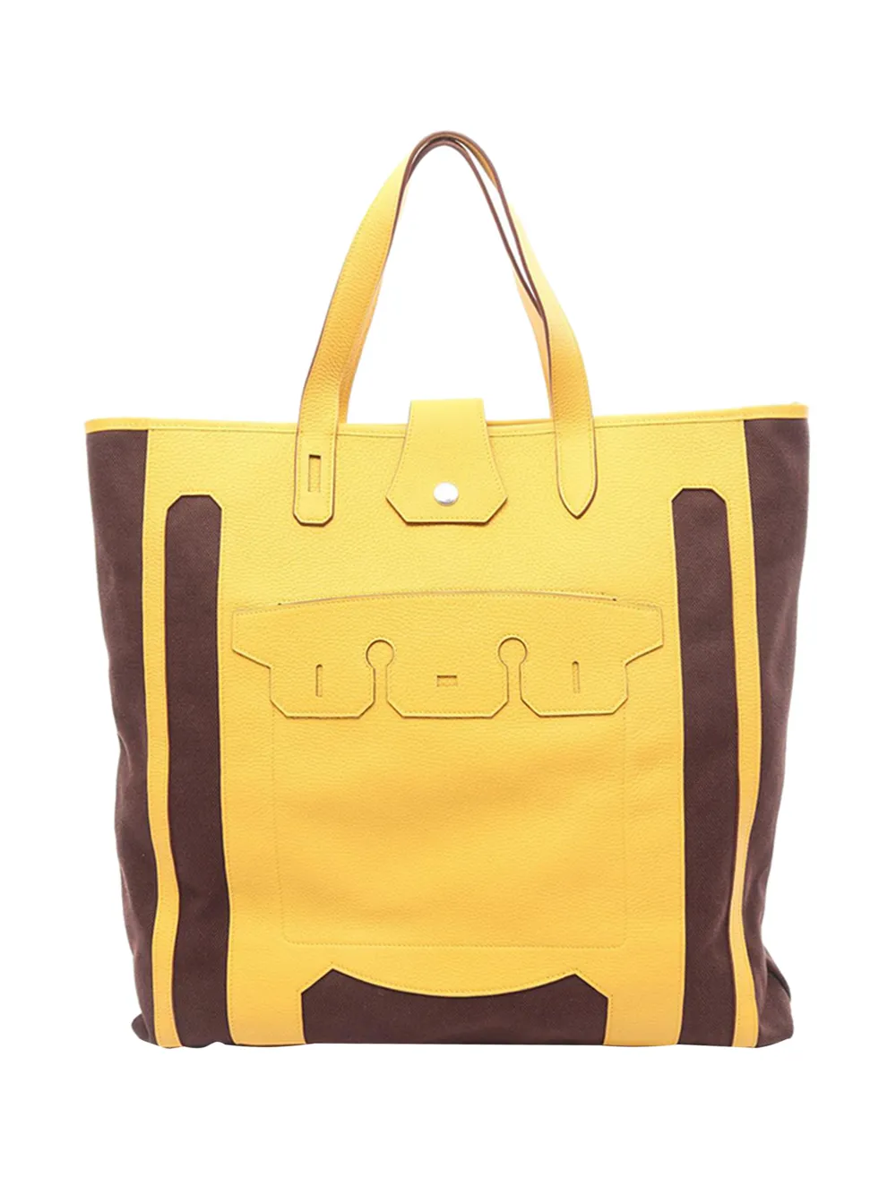 Hermès Pre-Owned 2000-2025 Toile and Clemence Monsieur B GM tote bag - Marrone