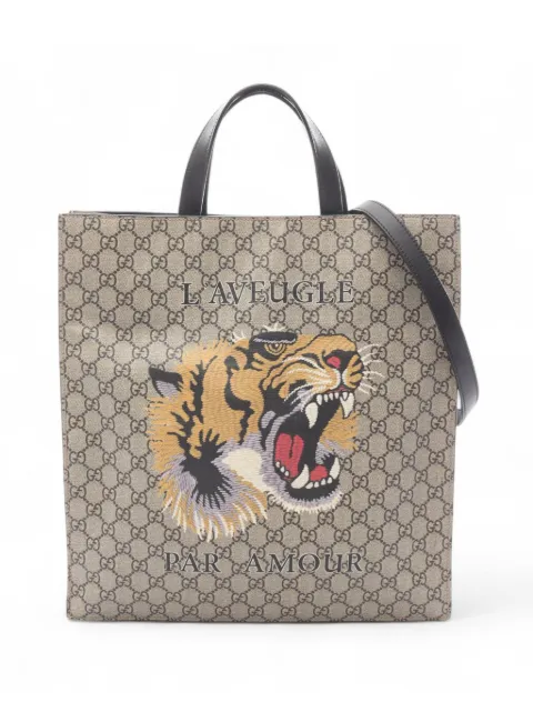 Gucci Pre-Owned tote GG Canvas Supreme Tiger Satchel 2016-2025