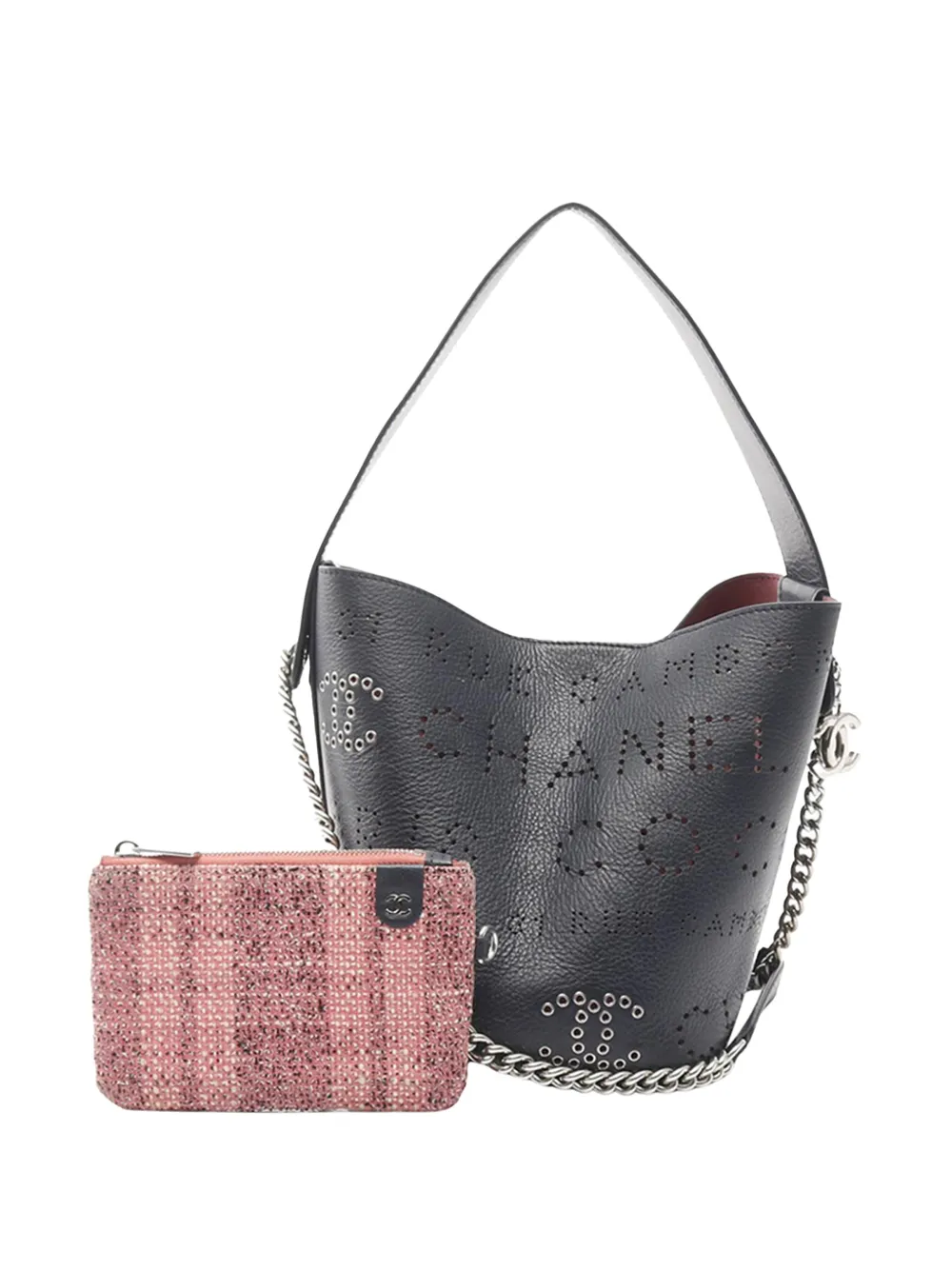 CHANEL Pre-Owned Borsa a secchiello piccola in pelle di agnello con logo CC 2019 - Blu