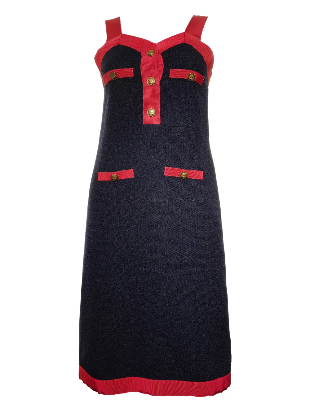 Gucci Pre-Owned 2019 tiger-buttons dress - Blu