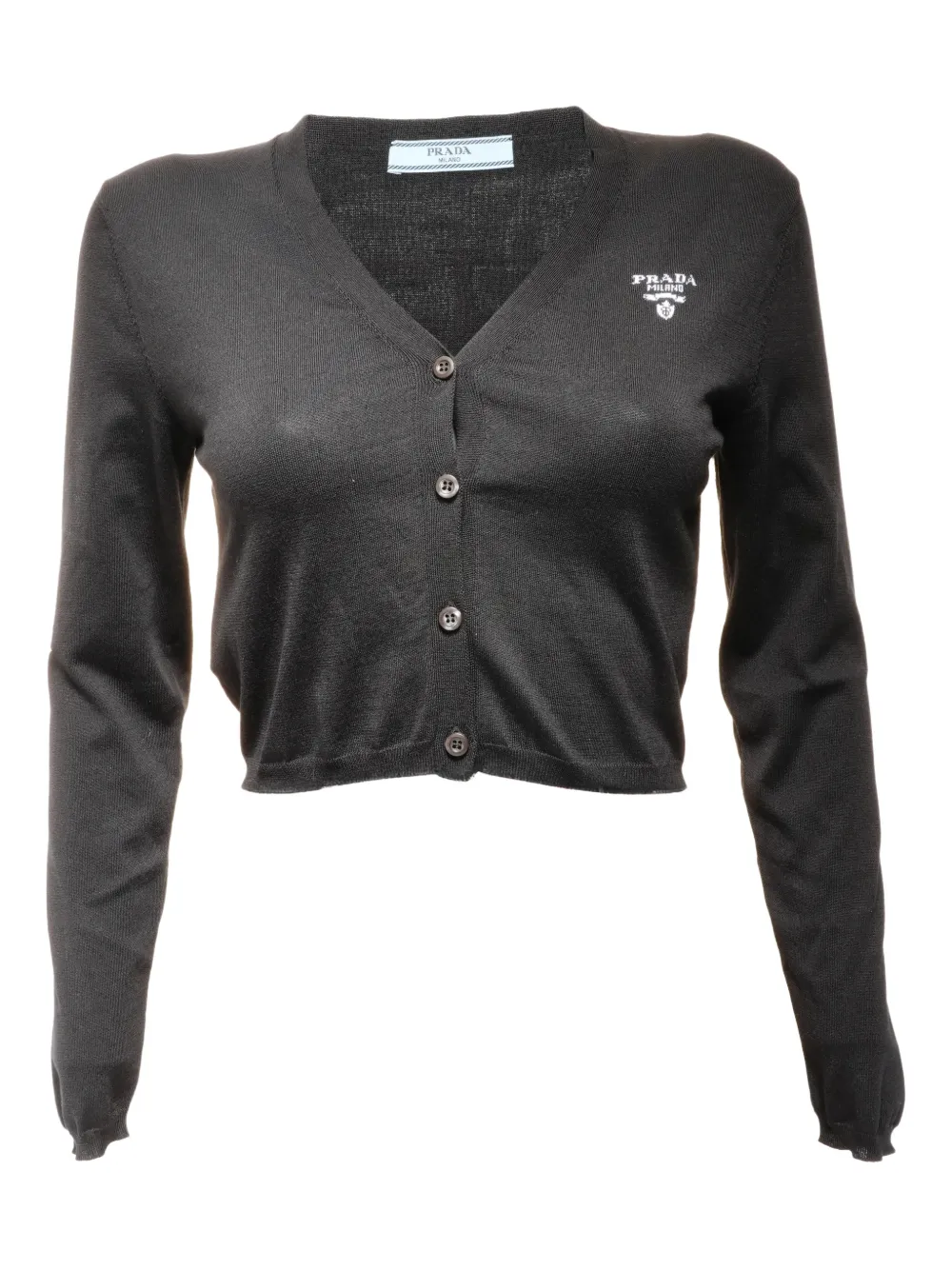 Prada Pre-Owned 2024 silk logo cardigan - Nero