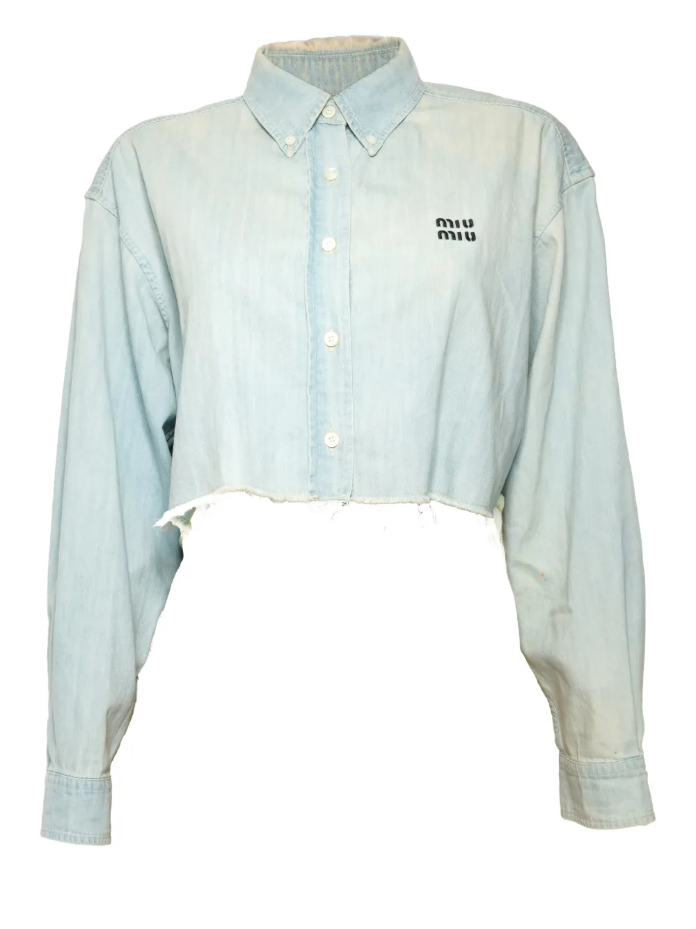 Miu Miu Pre-Owned 2021 frayed denim shirt | Blue | Image 1