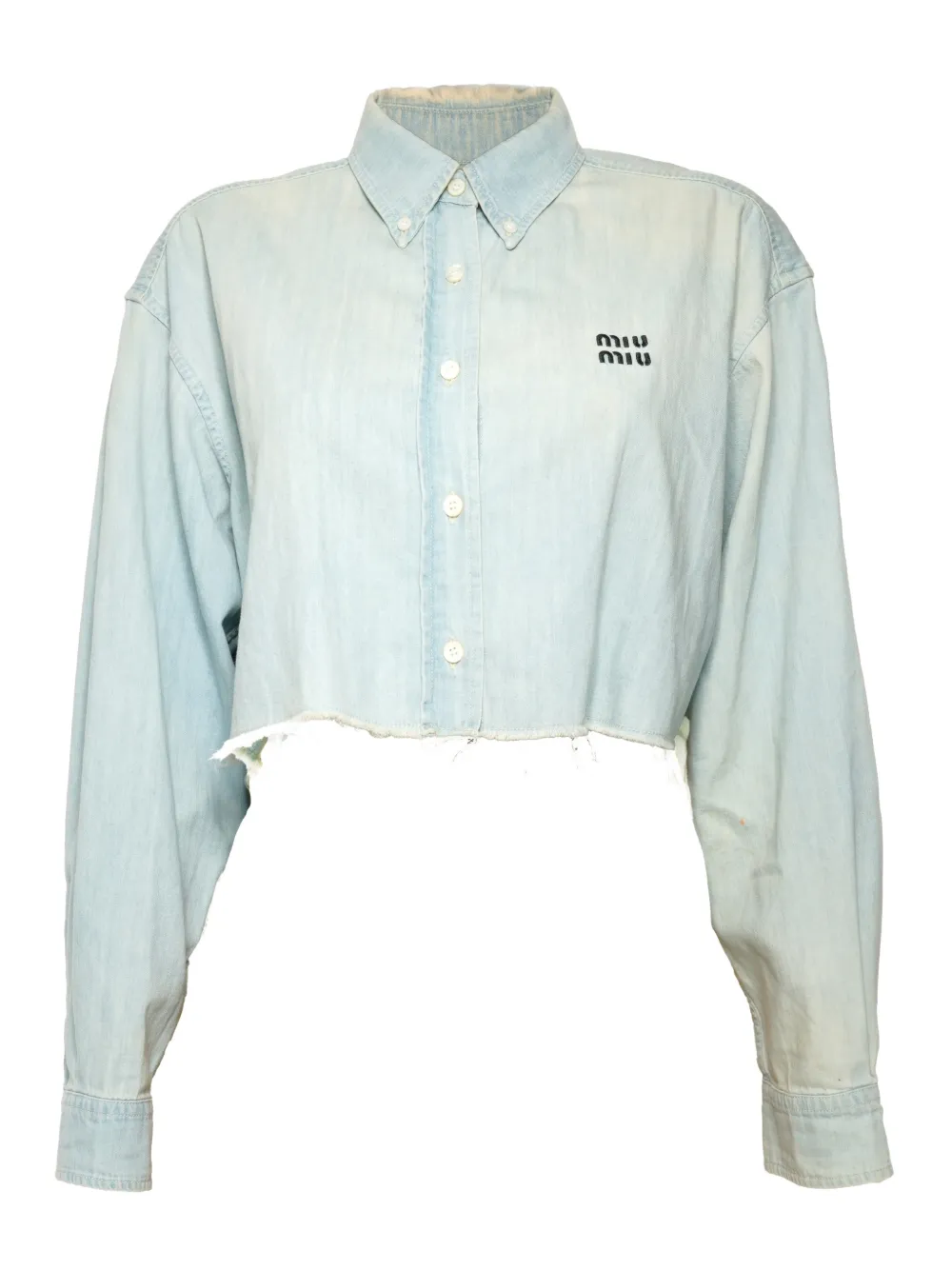 Miu Miu Pre-Owned 2021 frayed denim shirt | Blue | Image 1