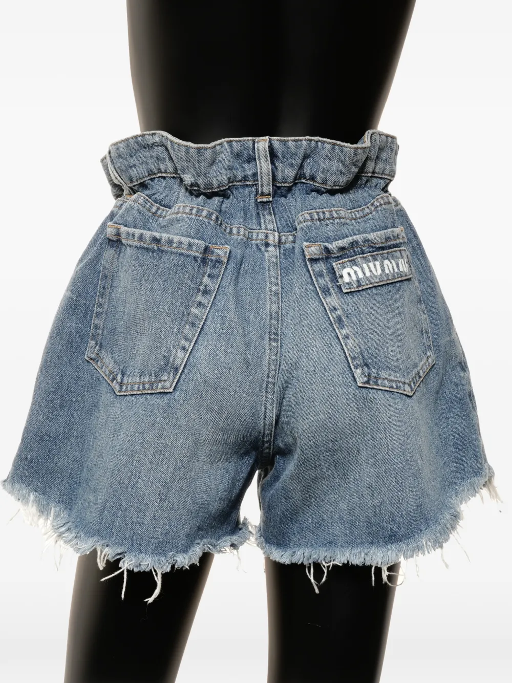 Miu Miu Pre-Owned 2021 logo denim shorts | Image 2