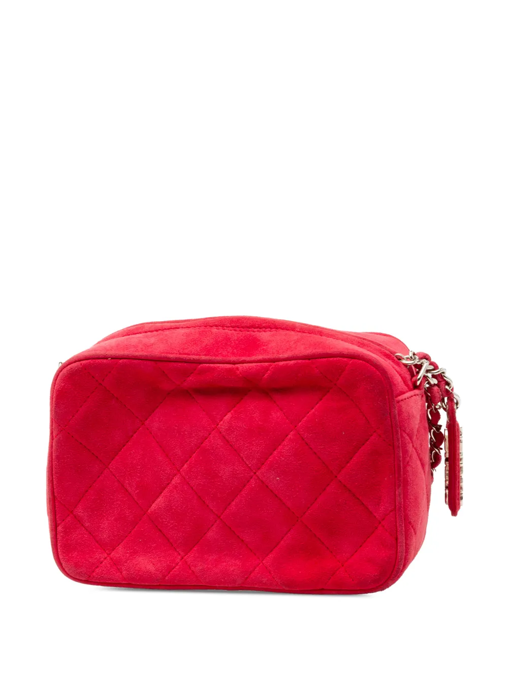 Pre-owned Chanel 1996-1997 Quilted Suede Camera Bag Crossbody Bag In Red
