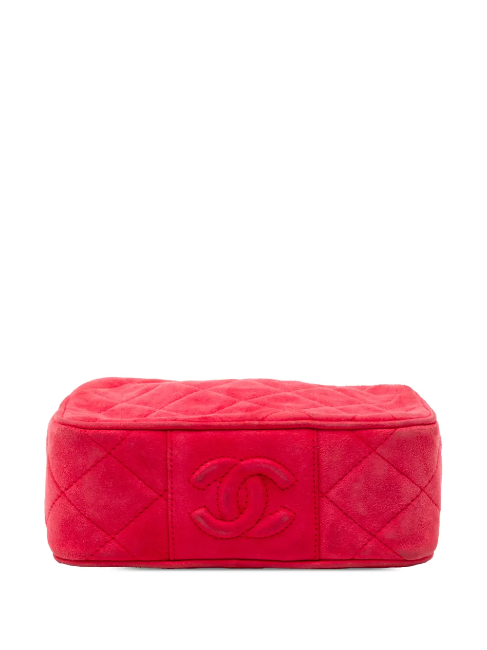 Pre-owned Chanel 1996-1997 Quilted Suede Camera Bag Crossbody Bag In Red