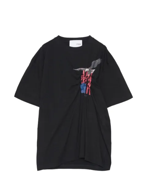Yoshiokubo eagle-print ruched T-shirt