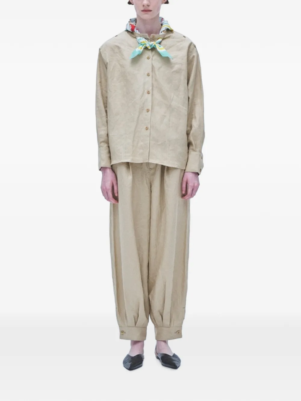 Muller Of Yoshiokubo button-detail long-sleeve scarf and shirt set - Toni neutri