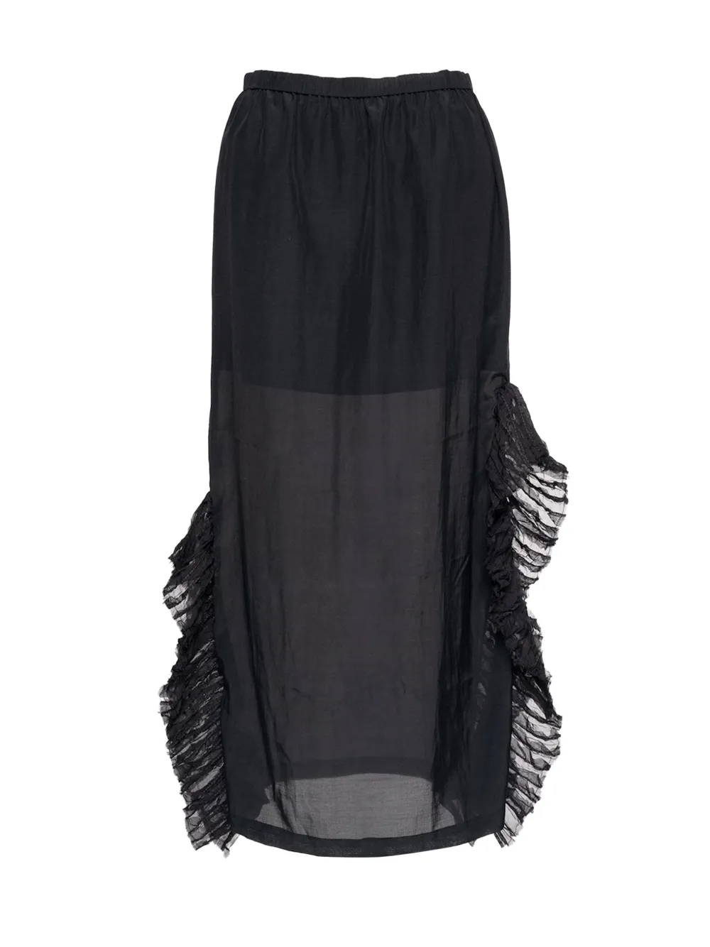 Muller Of Yoshiokubo ruffle-trimmed semi-sheer midi skirt · 36