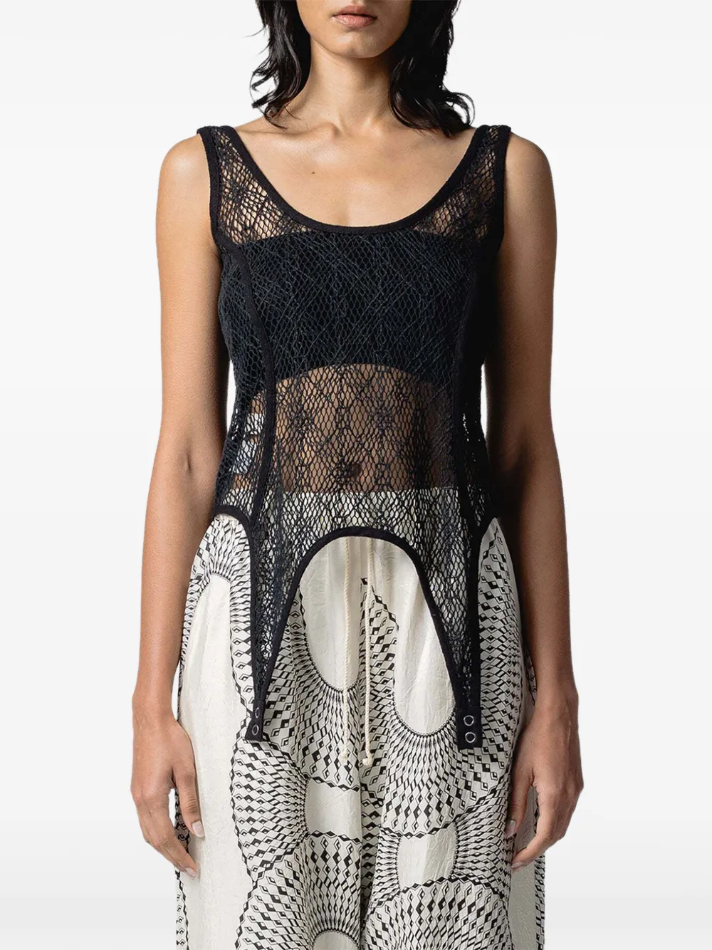 Muller Of Yoshiokubo Spiderweb sleeveless tank top - Nero