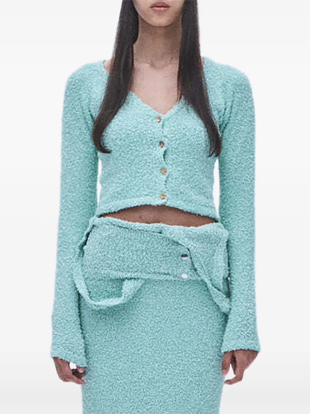 Muller Of Yoshiokubo textured-knit V-neck cardigan - Verde