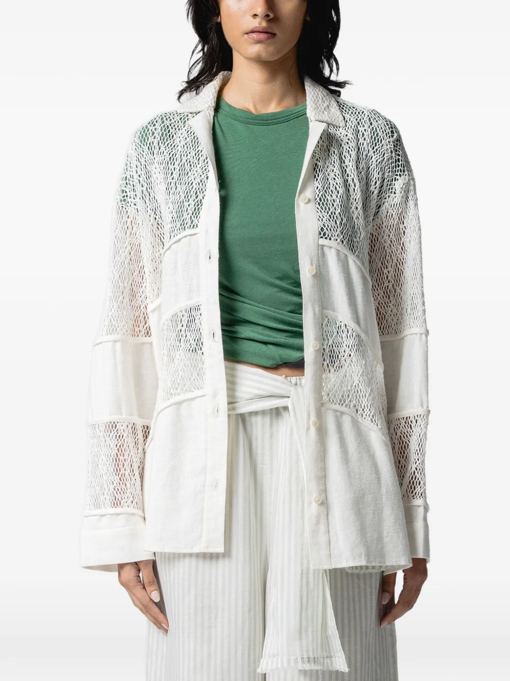Muller Of Yoshiokubo Camicia Spiderweb con inserti - Bianco