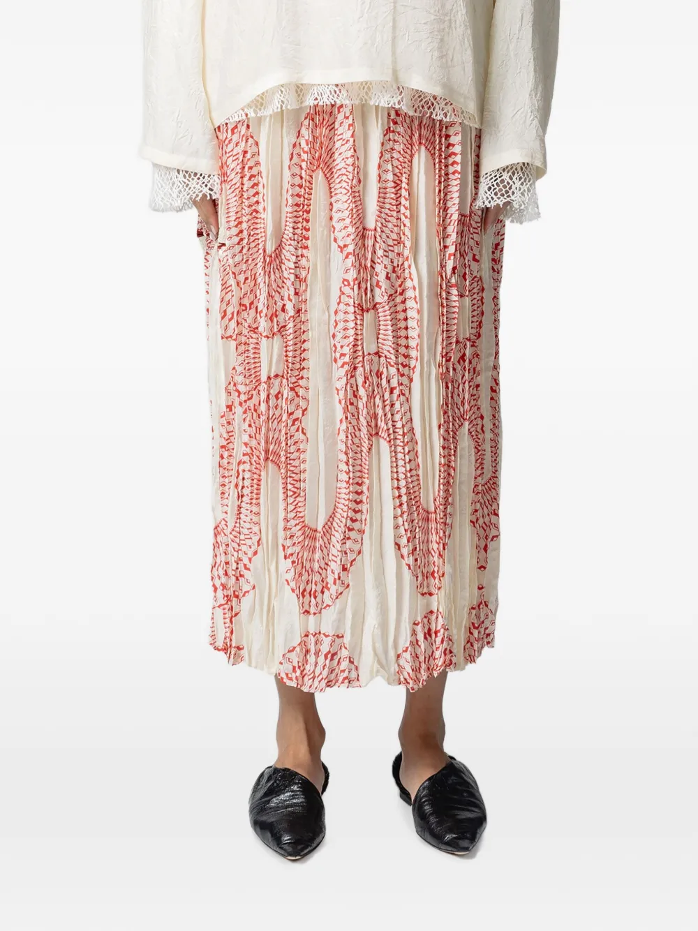 Muller Of Yoshiokubo Radial printed pleated midi skirt - Toni neutri