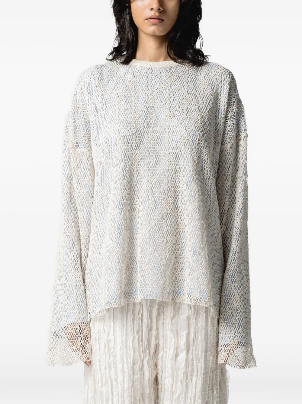 Muller Of Yoshiokubo Spiderweb mesh-layered long-sleeve top · One Size