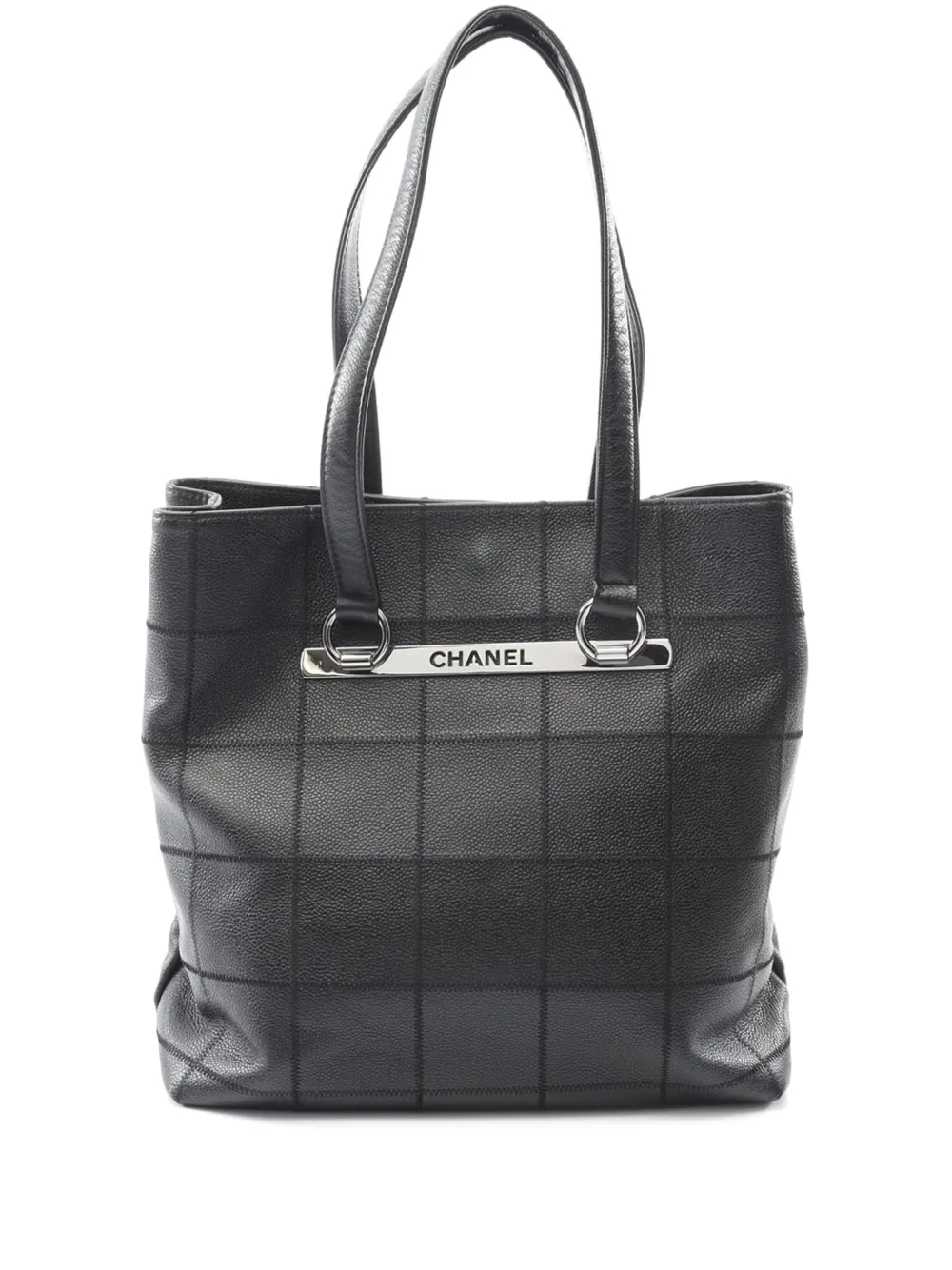 Pre-owned Chanel 2005-2006 Caviar Chocolate Bar Tote Bag In Black