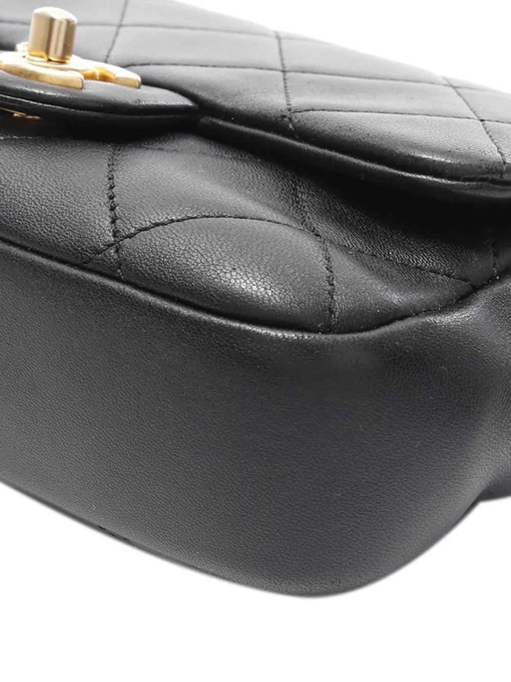 Pre-owned Chanel 2019 Mini Quilted Lambskin In The Loop Flap Bag Satchel In Black