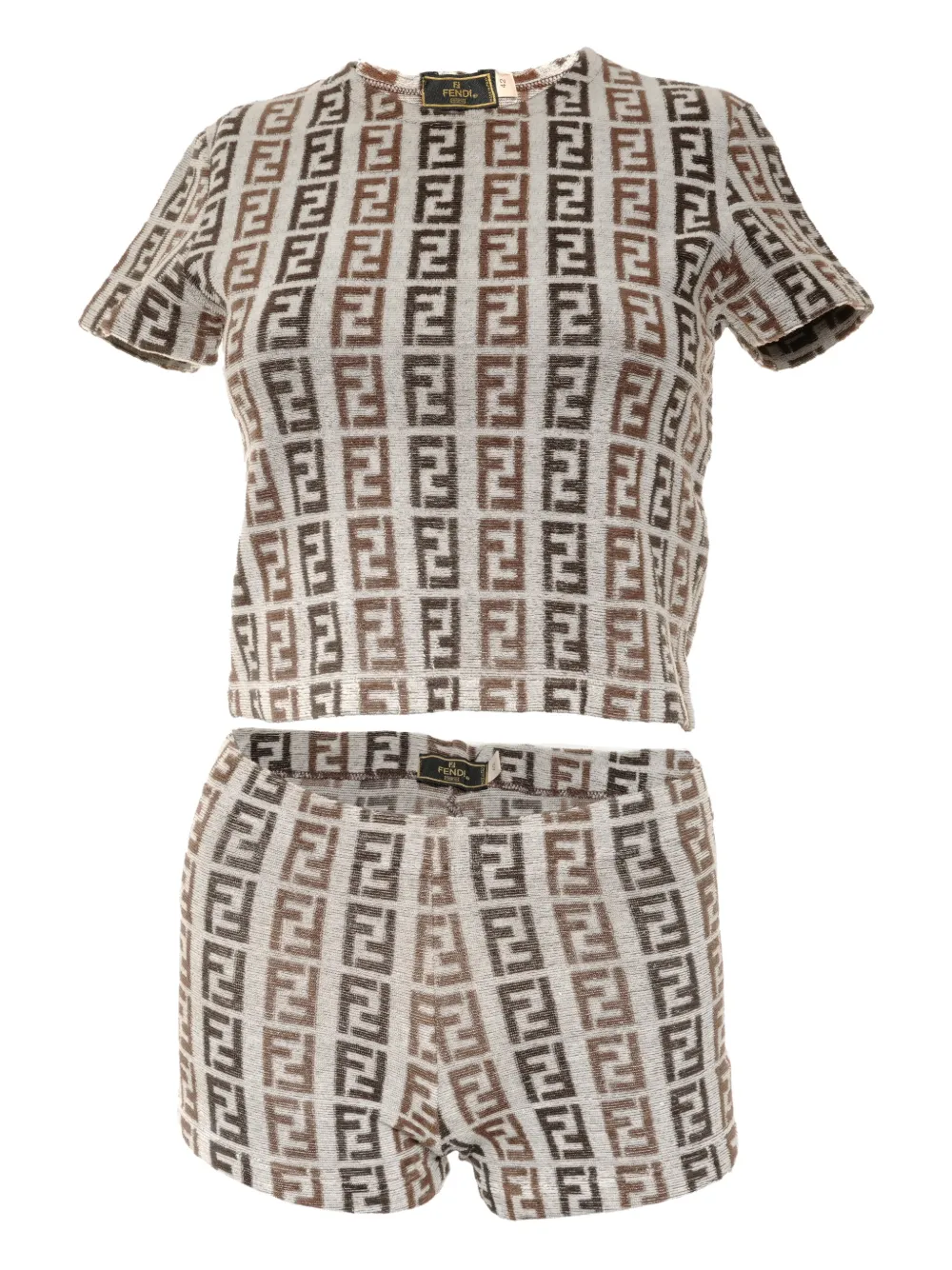 Pre-owned Fendi 1980-1990s Zucchino Shorts Set In Neutral