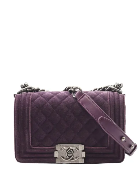 CHANEL Pre-Owned 2013-2014 Small Quilted Velvet Boy Flap shoulder bag
