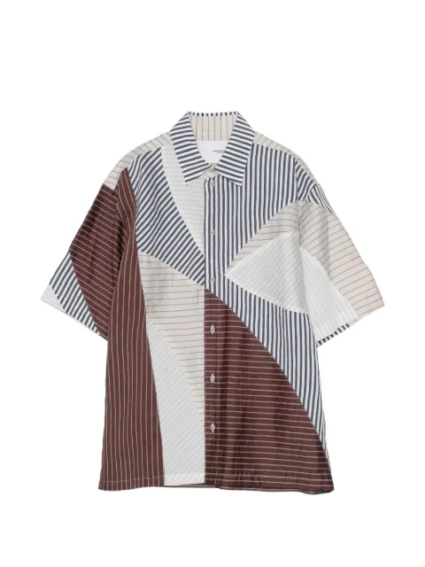 Yoshiokubo patchwork striped shirt