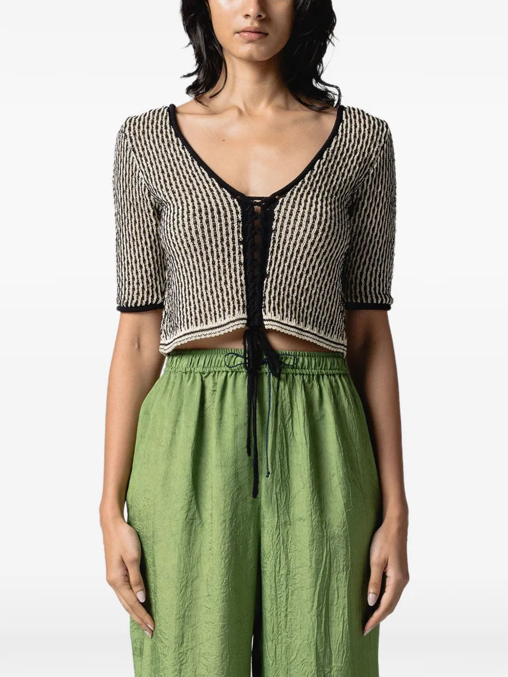 Muller Of Yoshiokubo Ripple striped cardigan - Nero