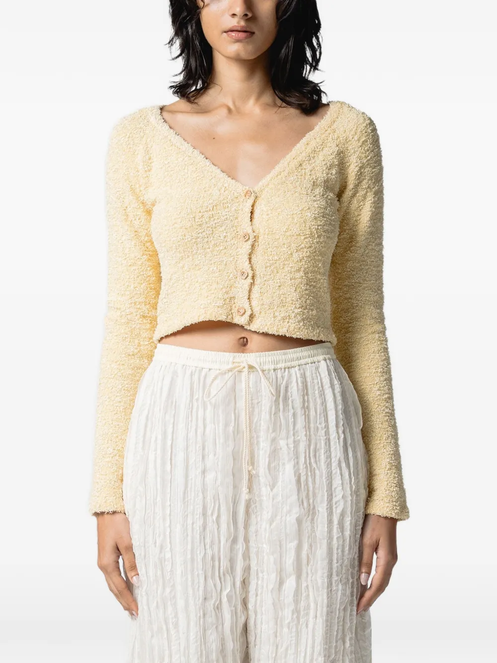 Muller Of Yoshiokubo textured-knit V-neck cardigan - Giallo
