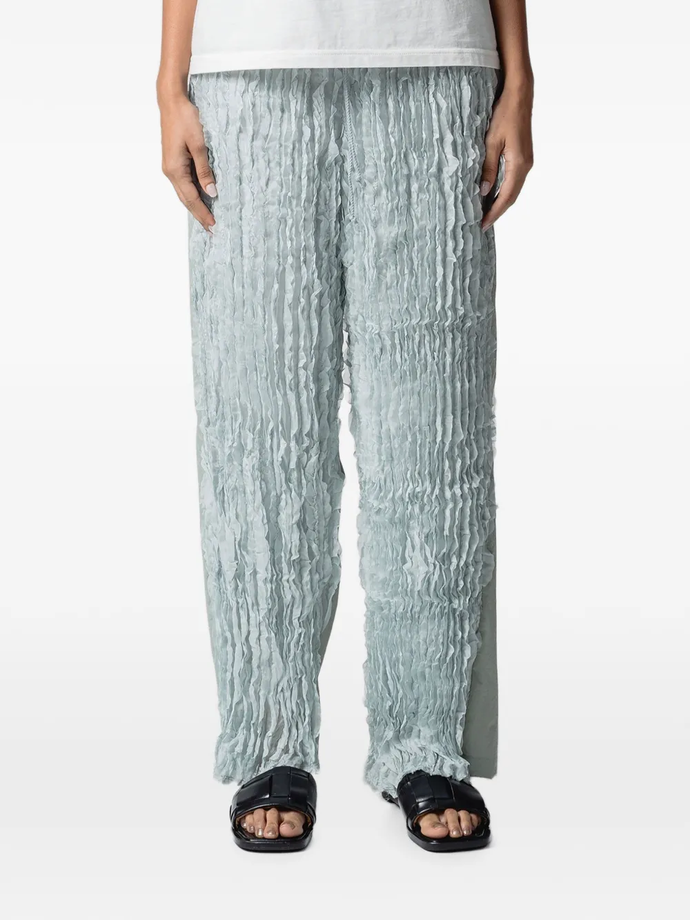 Muller Of Yoshiokubo Palazzo broek met ruches en vlakken Blauw